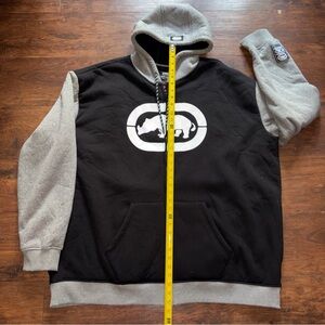Vintage Y2K Ecko Unltd Mens Full Zip Hoodie Black Logo Sherpa Lined Size 4XL